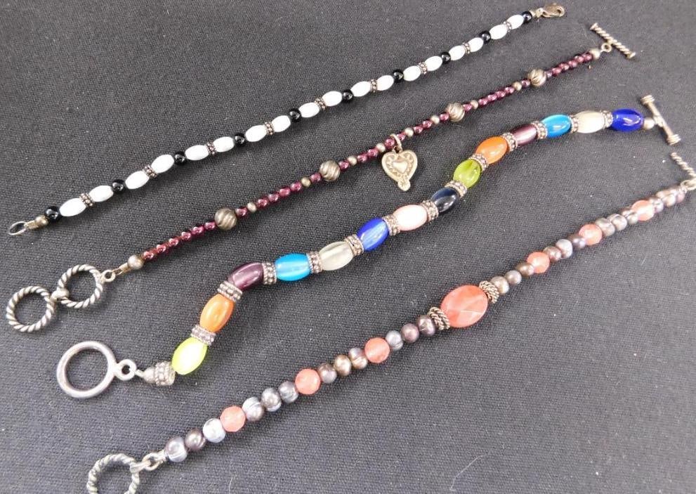 Sterling Silver - 4 Bracelets - 44.23 Grams TW (1 of 8)