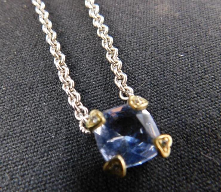 Sterling Silver and 18K - Judith Ripka 17" Necklace - 11.22 Grams TW: See Photos For Details and Condition 