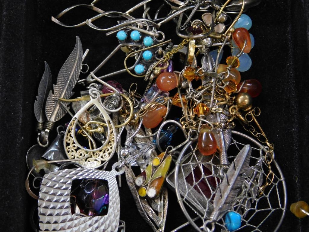 Sterling Silver - Single Earrings - 43.28 Grams TW: See Photos For Details and Condition 