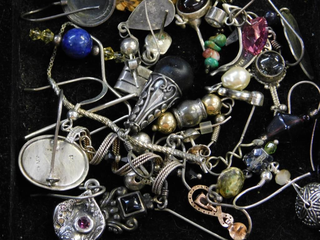 Sterling Silver - Single Earrings - 42.74 Grams TW: See Photos For Details and Condition