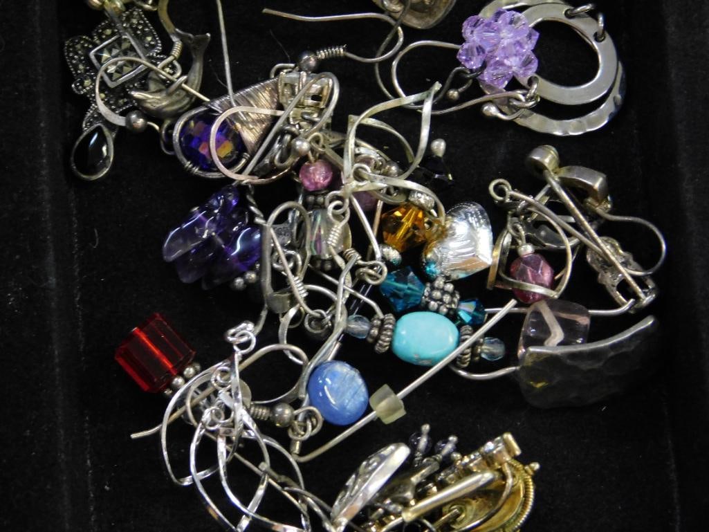 Sterling Silver - Single Earrings - 40.51 Grams TW: See Photos For Details and Condition