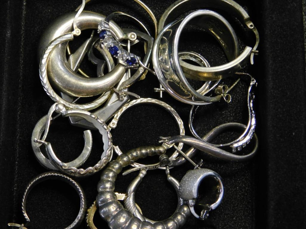 Sterling Silver - Single Earrings - 42.54 Grams TW: See Photos For Details and Condition