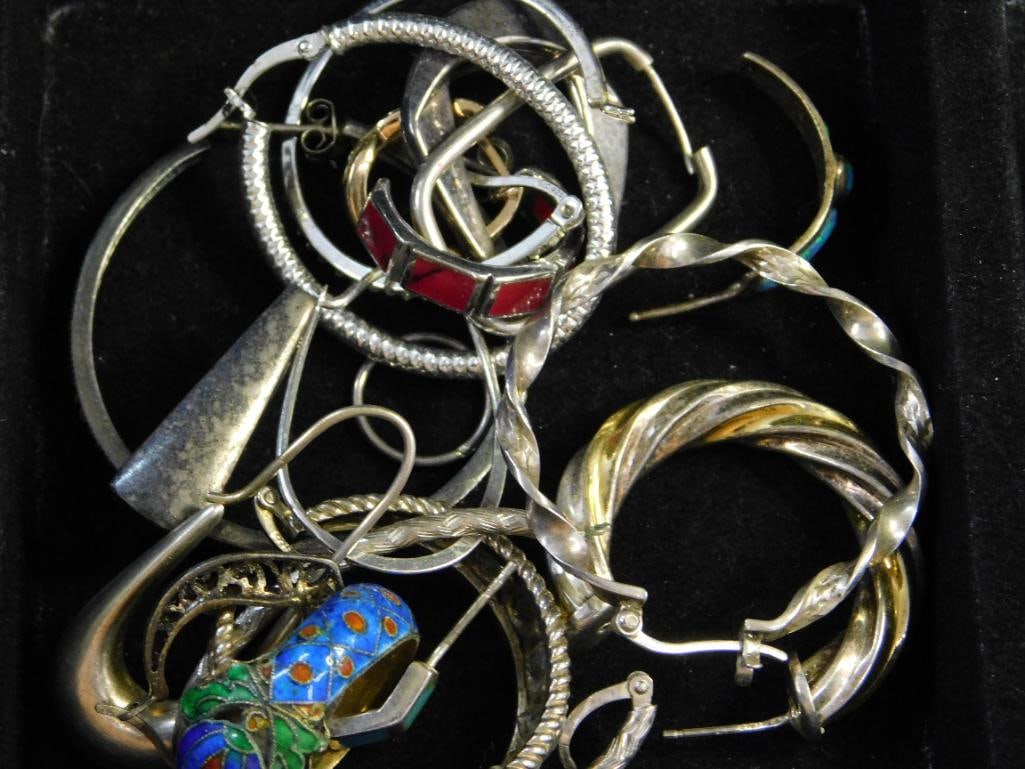 Sterling Silver - Single Earrings - 42.18 Grams TW: See Photos For Details and Condition