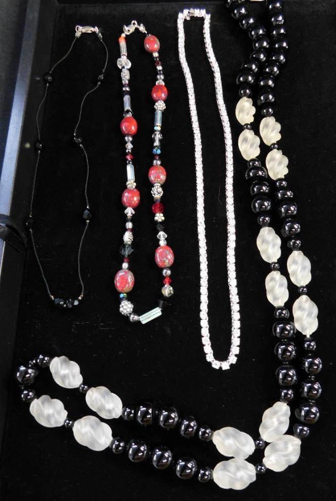 Sterling Silver - Glass Bead Necklaces - 177.32 Grams TW: See Photos For Details and Condition