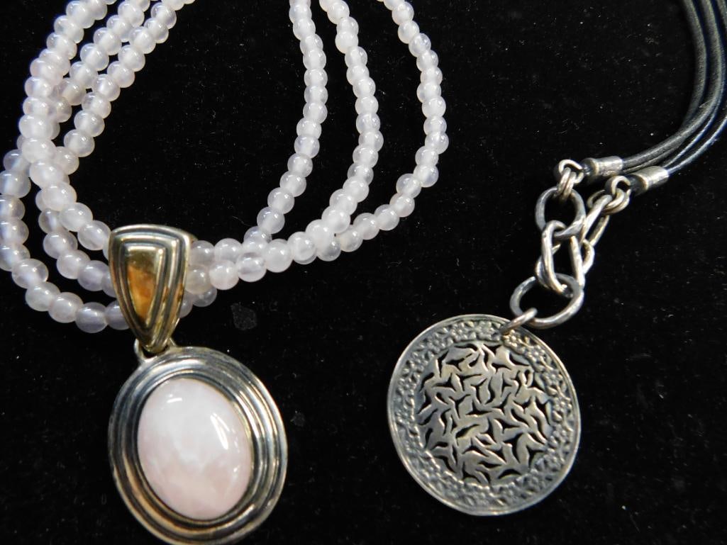 Sterling Silver - 2 Pendant Necklaces - 1 is Silpada - 60.11 Grams TW: See Photos For Details and Condition