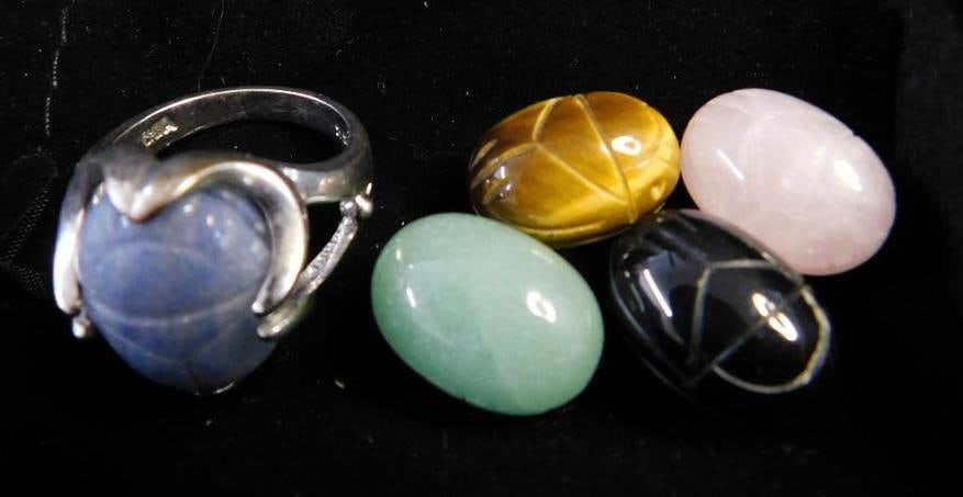 Sterling Silver - Ring Size 7 - 5 Interchangeable Stones - 6 Grams of Silver: See Photos For Details and Condition 