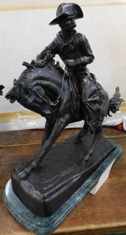 Frederic Remington - AFTER DEATH - "The Cowboy" - 23" x 27"x 10.5": See Photos For Details and Condition 