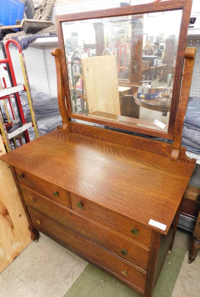 2 Over 2 Lowboy Dresser with Mirror - 65" x 44" x: See Photos For Details and Condition 