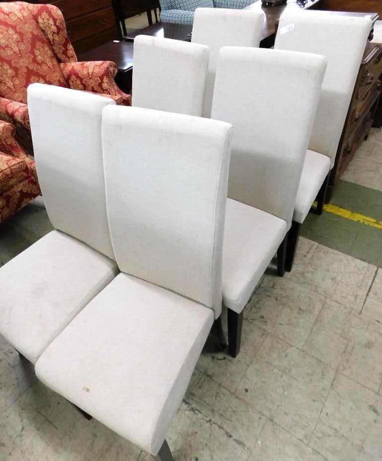 Group of 6 Upholstered Dining Chairs - All Sides - Each 41" x 18" x 22": See Photos For Details and Condition 