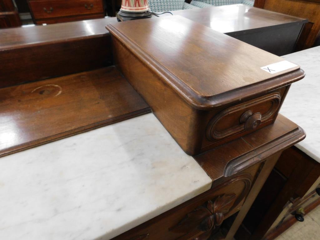 Victorian Marble Top Oak Dresser with Glove Boxes - 39" x 36" x 18.5" - 4