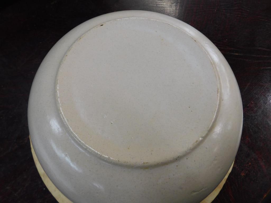 Vintage Cream Glazed Pottery Mixing Bowl - 6" x 13" - 4