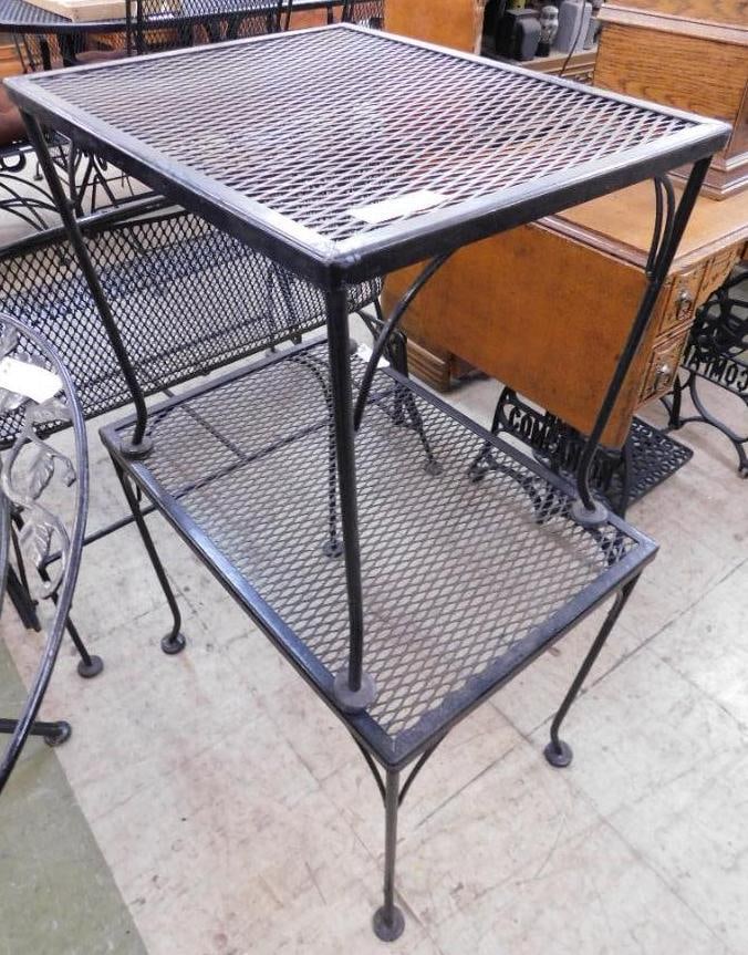 Pair of Wrought Iron Side Tables - 19" x 24" x 16" and 18" x 20.5" - 16": See Photos For Details and Condition 