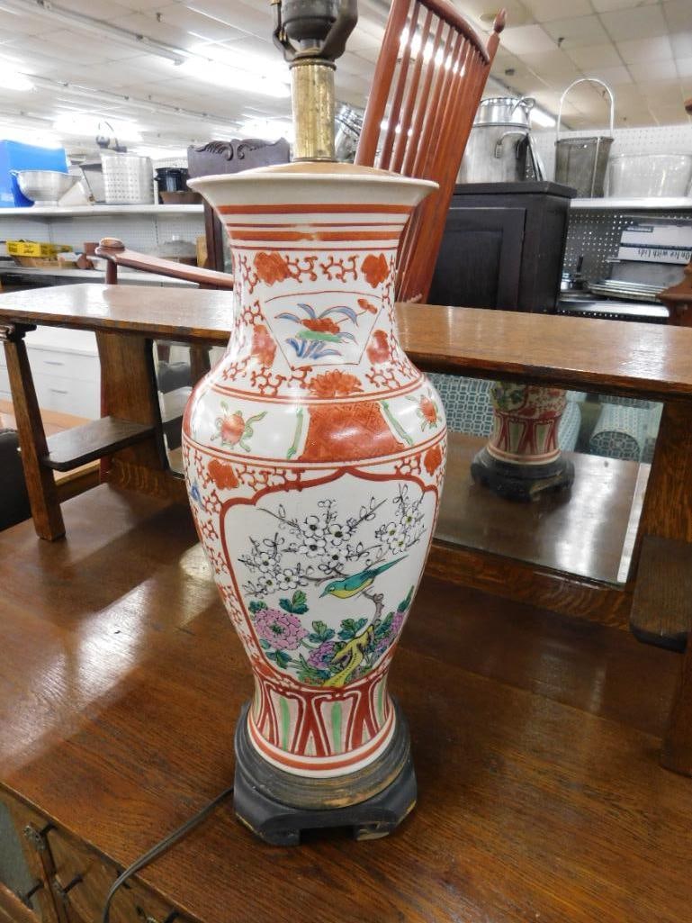 Vintage Chinese Porcelain Lamp Converted to A Lamp - 37" x 5.5" - 8