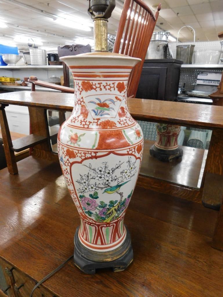 Vintage Chinese Porcelain Lamp Converted to A Lamp - 37" x 5.5" - 9