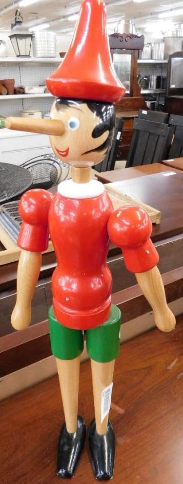 Tonno Italian Wood Pinocchio Figure - 23" x 8" x 5.5": See Photos For Details and Condition 