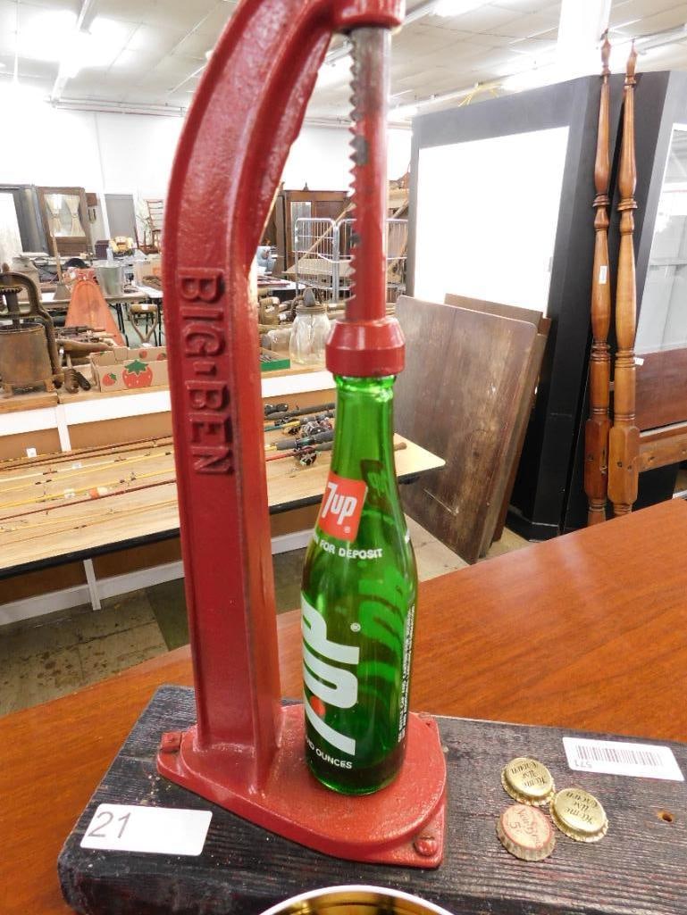 Vintage Big Ben Bottle Capper with Extra Caps - 24"x 15" x 5.5" - 3