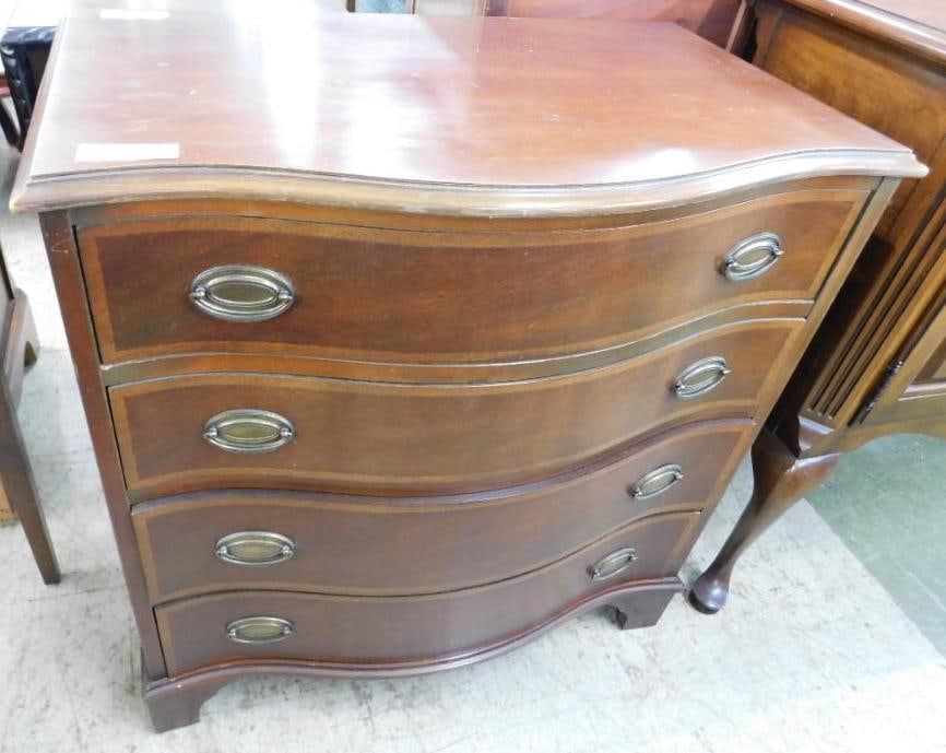 4 Drawer Inlaid Dresser / Stand - 31" x 30" x 18": See Photos For Details and Condition 