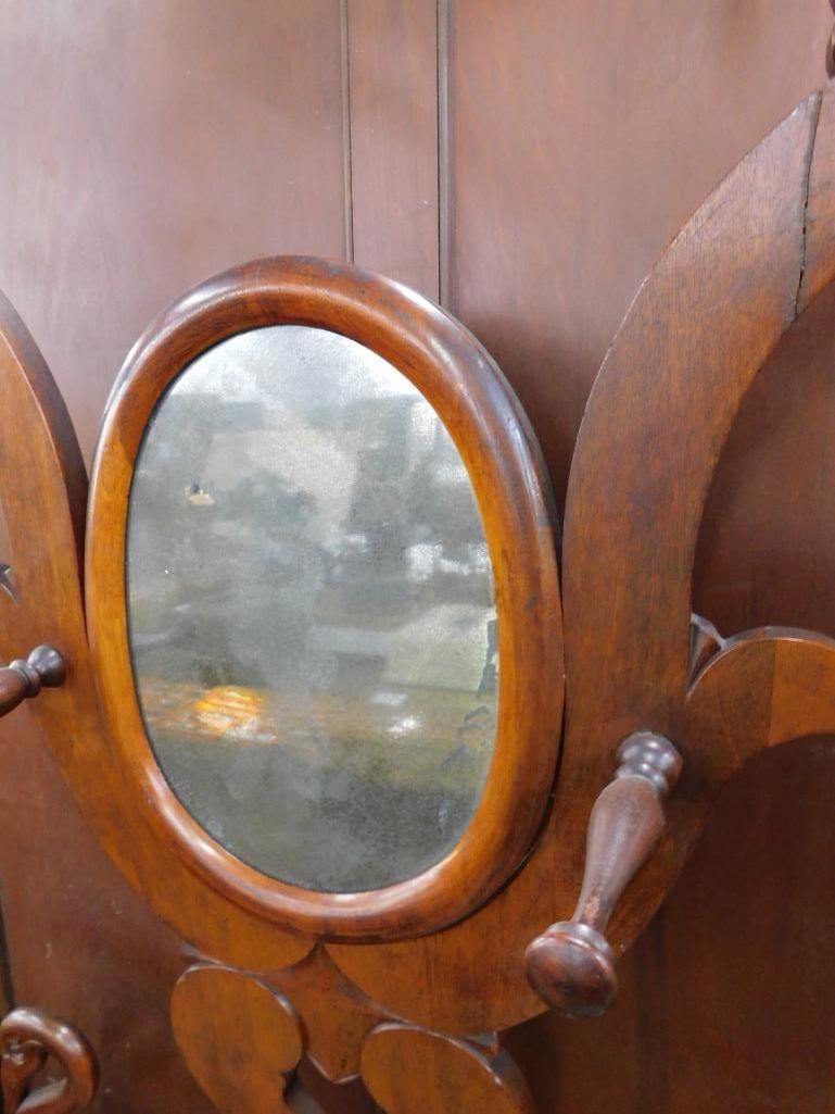 Vintage Ornate Swan Head Hall Tree - Cast Iron Umbrella Trays - 81" x 31" x 13" - 4