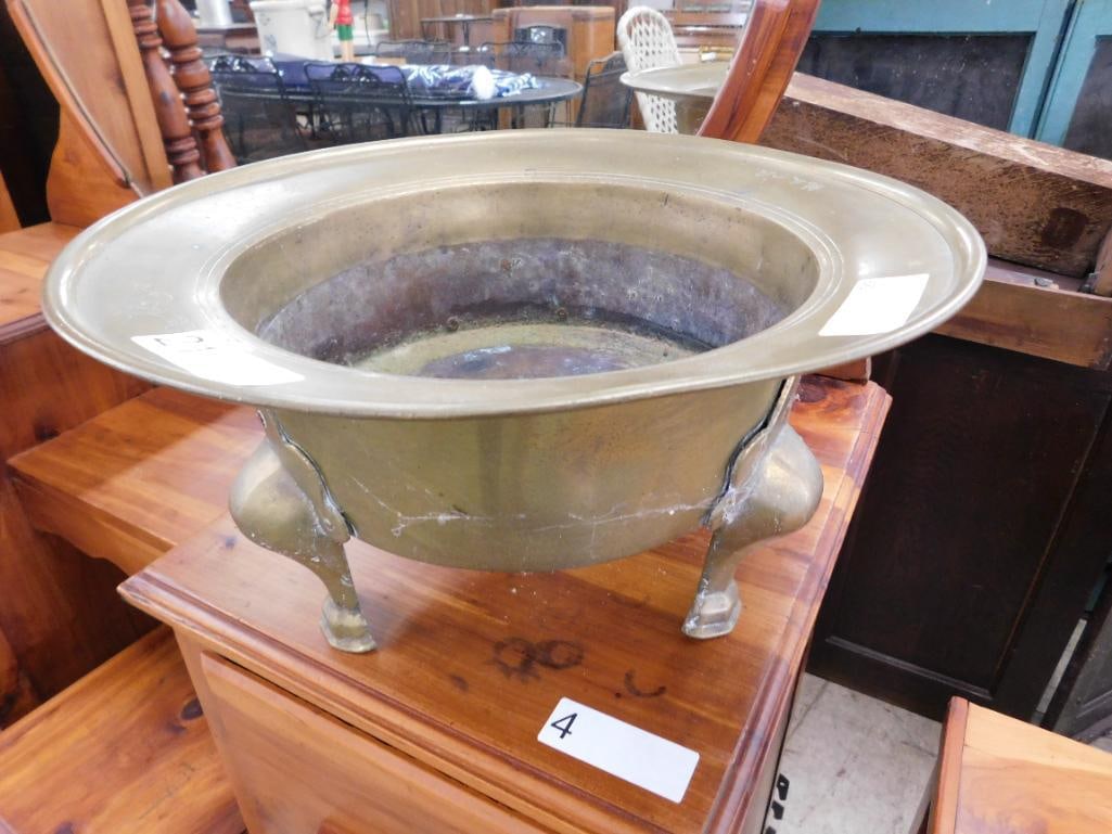 Vintage Brass 3 Legged Planter - 8" x 15" - 7