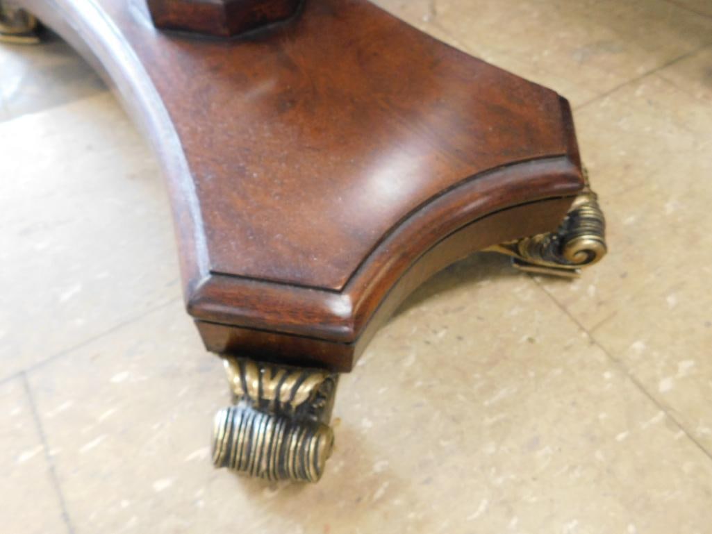 Vintage Foyer Table with Brass Feet and Gallery - 26" x 22" x 12" - 6