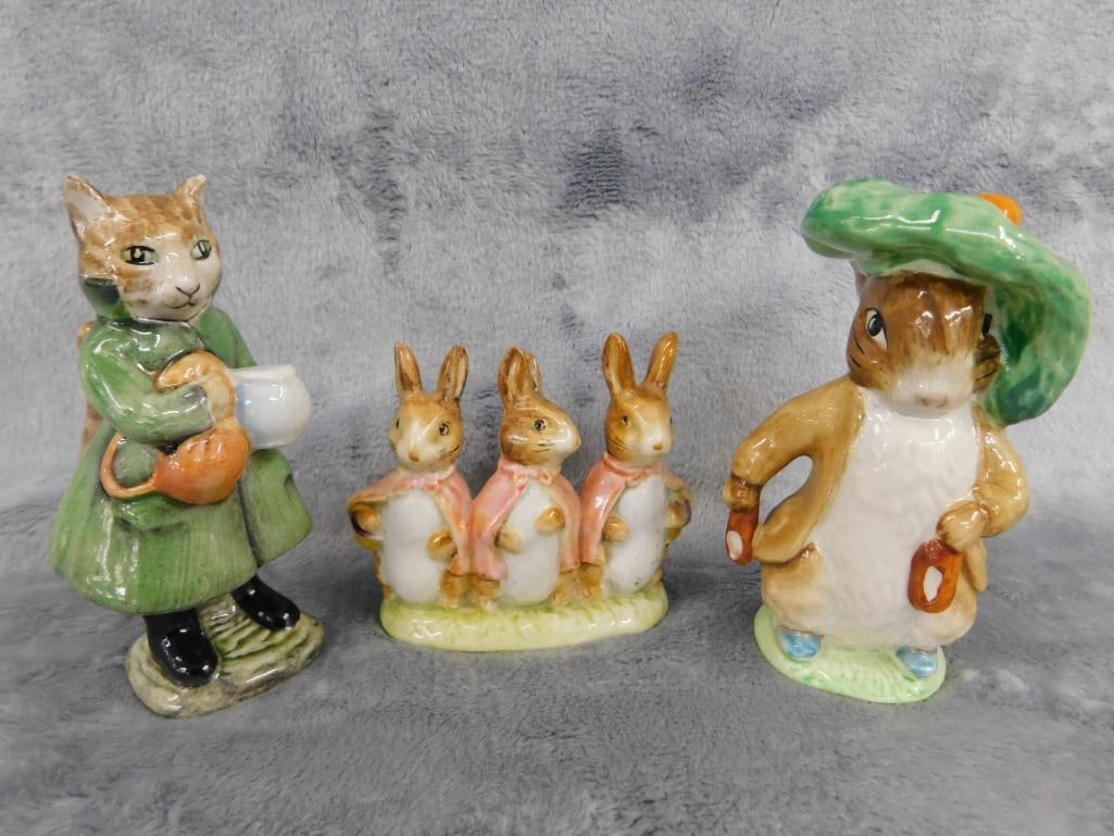 Group of 3 Beswick Beatrix Potter Figures - "Simpkin" - "Benjamin Bunny" - - 12