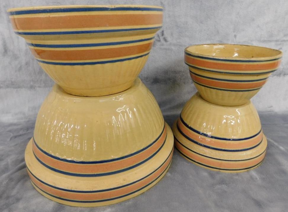 Vintage Set of 4 Pottery Mixing Bowls - 10.5" - 8.5" - 7.25" - 6" (1 of 12)