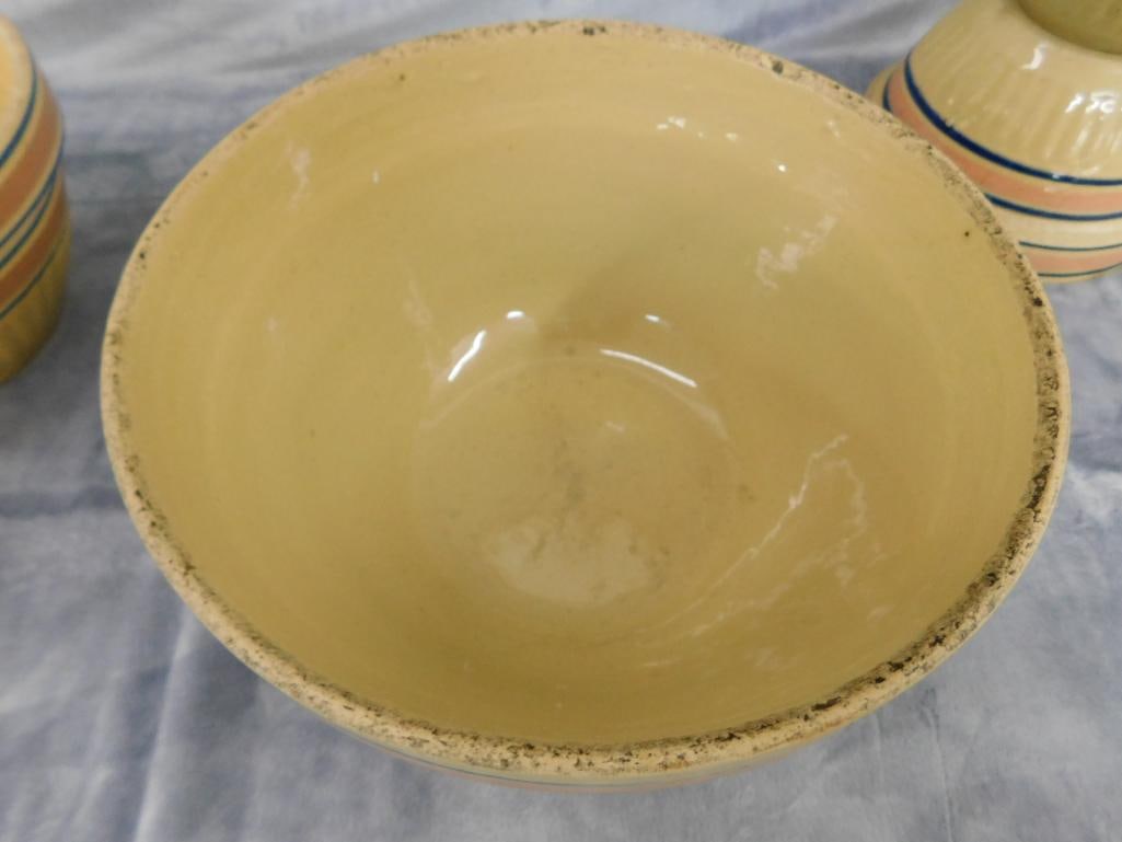 Vintage Set of 4 Pottery Mixing Bowls - 10.5" - 8.5" - 7.25" - 6" - 5