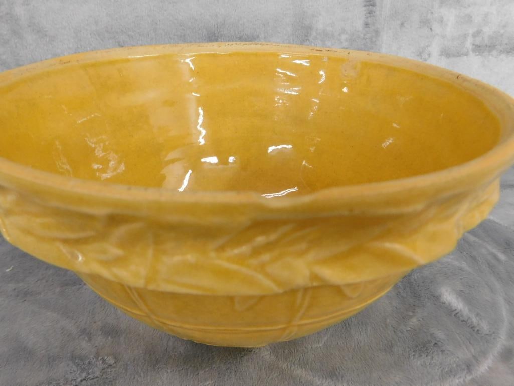 Vintage 8.25" Yellow Ware Mixing Bowl - 2 Chips - 3