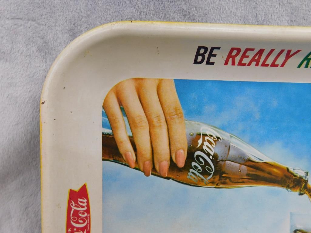 Vintage Coca Cola Metal Advertising Tray - As Is - 10.25" x 13.25" - 2