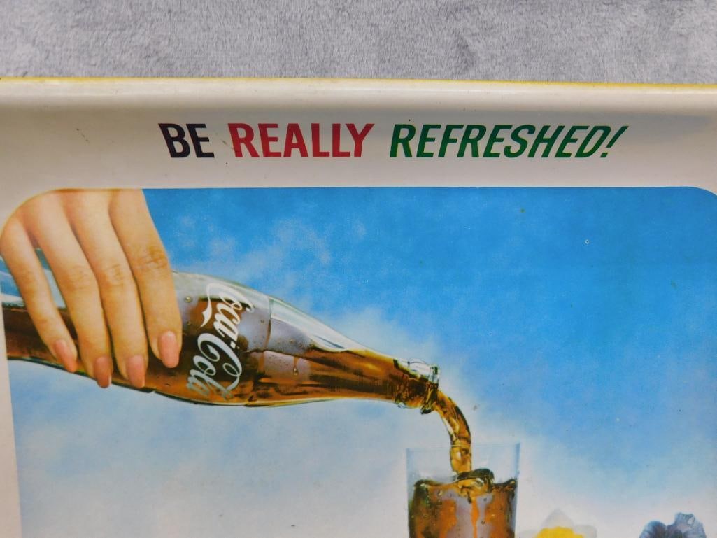 Vintage Coca Cola Metal Advertising Tray - As Is - 10.25" x 13.25" - 3