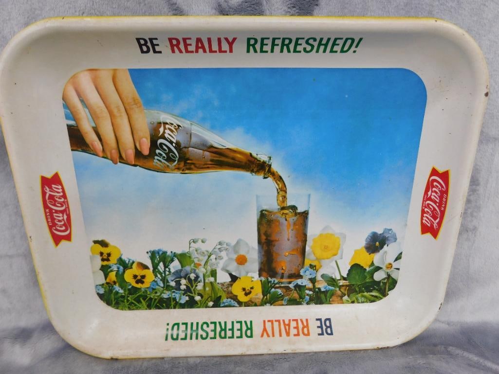 Vintage Coca Cola Metal Advertising Tray - As Is - 10.25" x 13.25" - 9