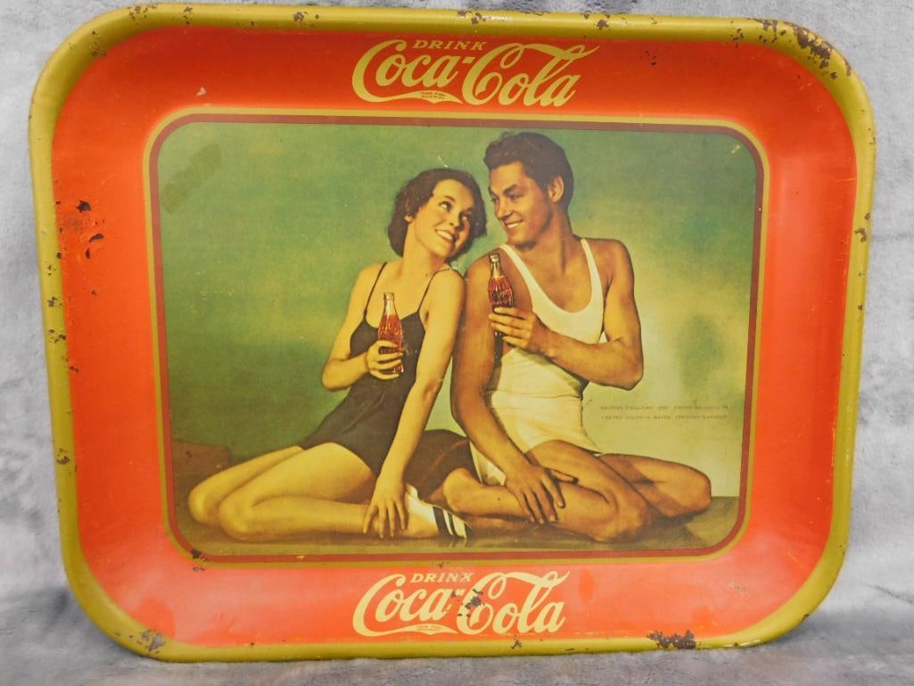 Vintage Coca Cola Metal Advertising Tray - As Is - 10.25" x 13.25" - 10
