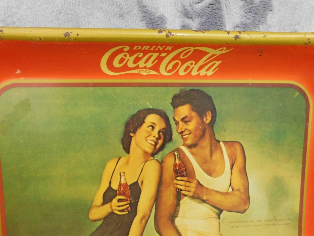 Vintage Coca Cola Metal Advertising Tray - As Is - 10.25" x 13.25" - 3