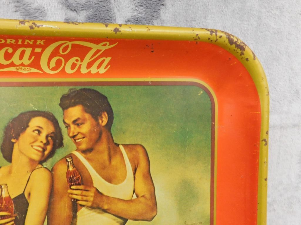 Vintage Coca Cola Metal Advertising Tray - As Is - 10.25" x 13.25" - 4