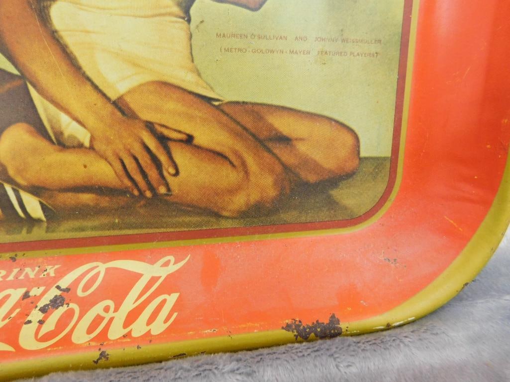 Vintage Coca Cola Metal Advertising Tray - As Is - 10.25" x 13.25" - 5