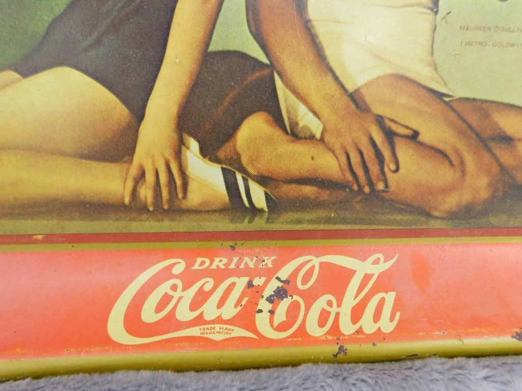 Vintage Coca Cola Metal Advertising Tray - As Is - 10.25" x 13.25" - 6