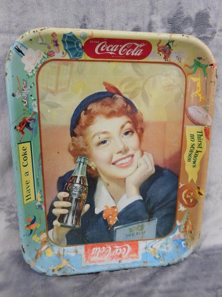 Vintage Coca Cola Metal Advertising Tray - As Is - 10.25" x 13.25" - 11