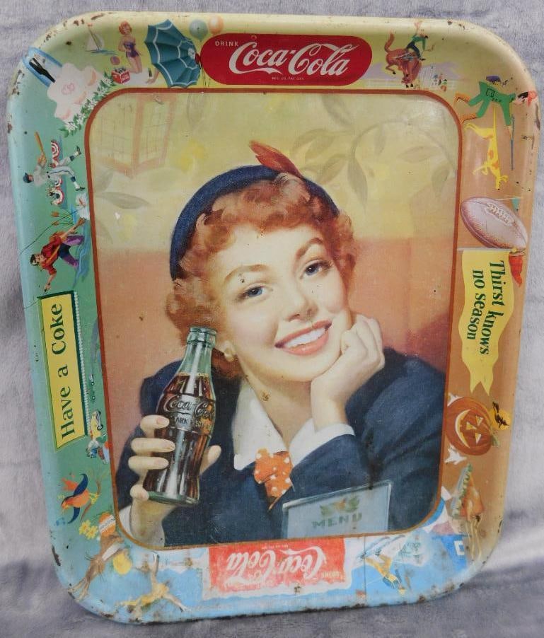 Vintage Coca Cola Metal Advertising Tray - As Is - 10.25" x 13.25": See Photos For Condition and Details