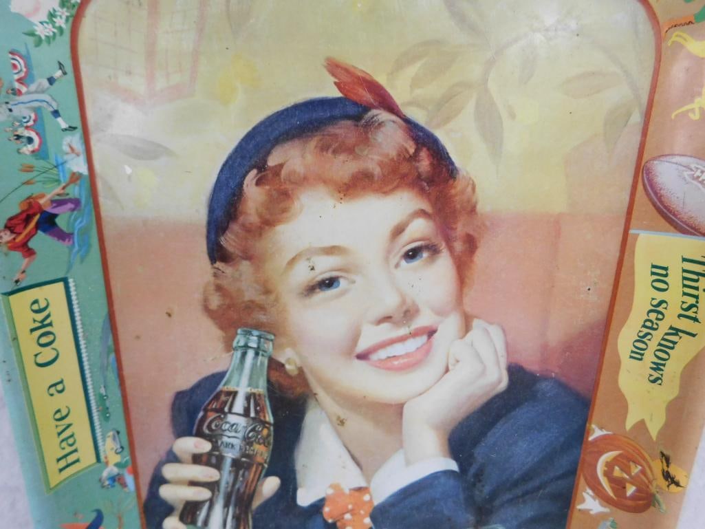 Vintage Coca Cola Metal Advertising Tray - As Is - 10.25" x 13.25" - 4