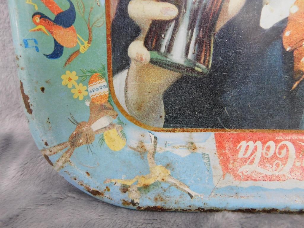 Vintage Coca Cola Metal Advertising Tray - As Is - 10.25" x 13.25" - 5