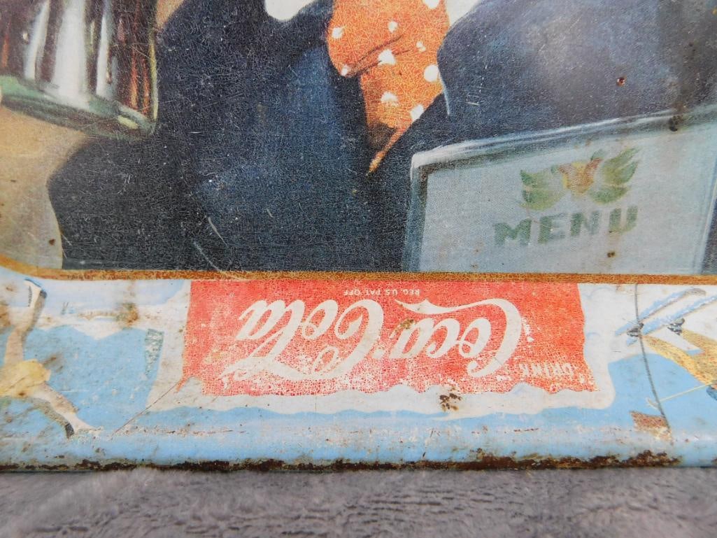 Vintage Coca Cola Metal Advertising Tray - As Is - 10.25" x 13.25" - 6