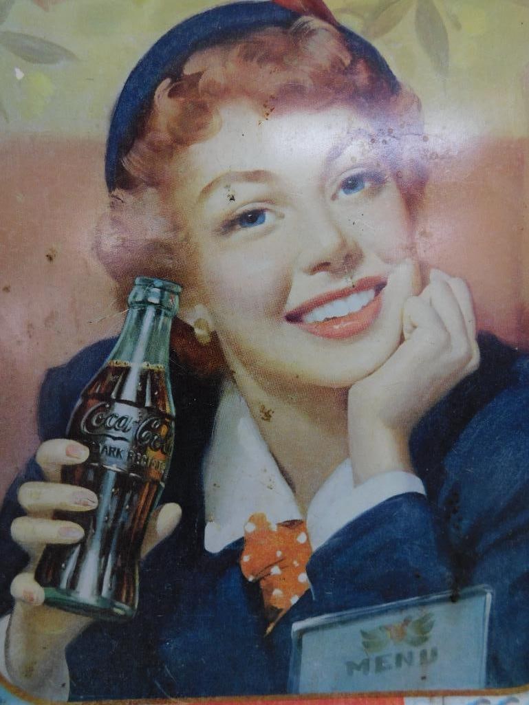 Vintage Coca Cola Metal Advertising Tray - As Is - 10.25" x 13.25" - 8