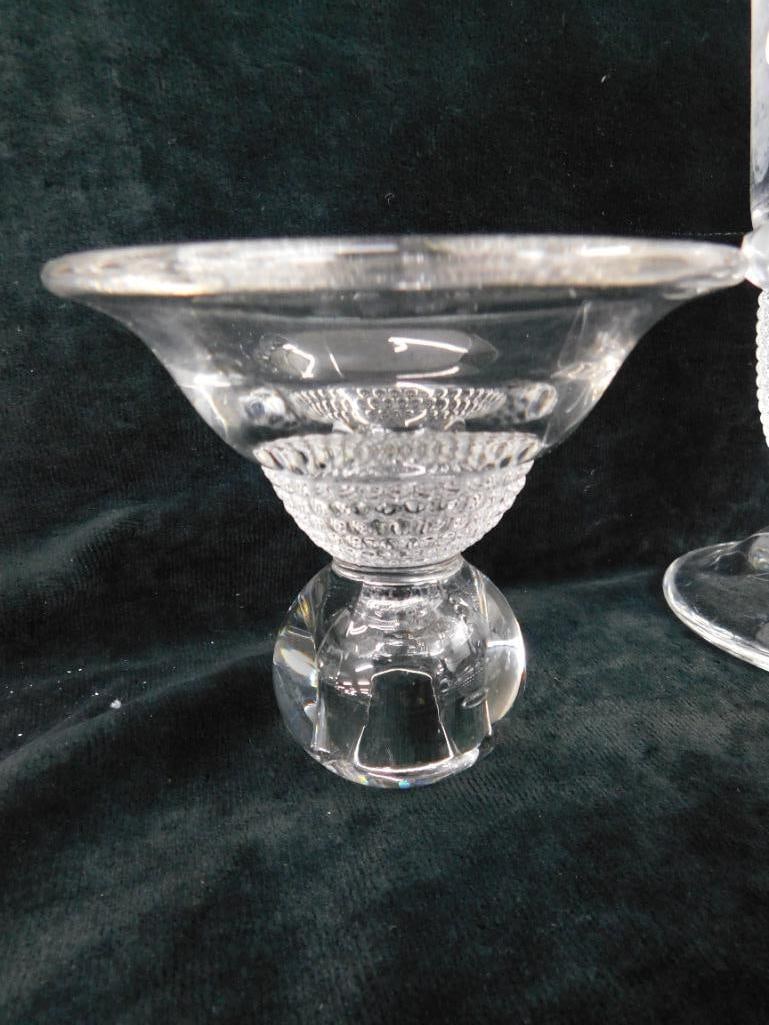 Group of 7 Duncan Miller Glass Pieces - Teardrop Pattern - Vase 8.5" x 4.75" - 3