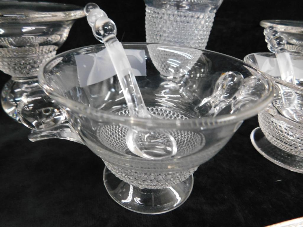 Group of 7 Duncan Miller Glass Pieces - Teardrop Pattern - Vase 8.5" x 4.75" - 4
