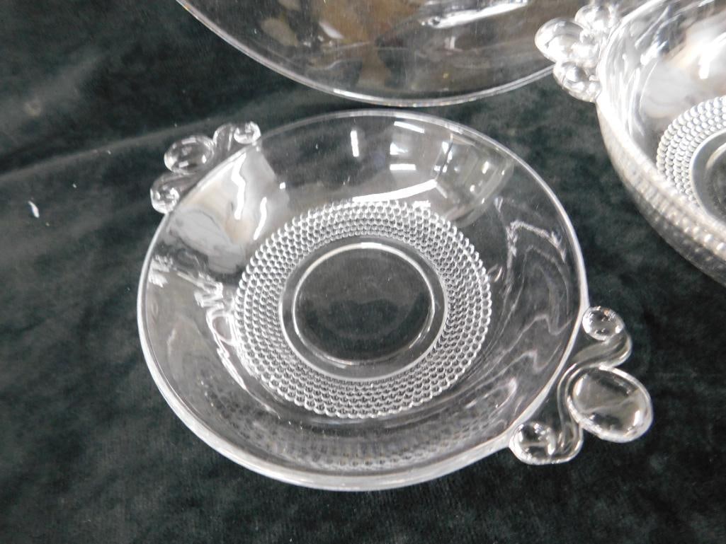 Group of 3 Duncan Miller Glass Pieces - Teardrop Pattern - 11" handled Platter - 5