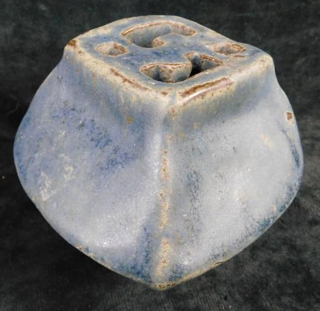 Southern Folk Art Pottery Flower Frog - Signed "Ma Cleveland" - 4" x 5" x 5": See Photos For Condition and Details