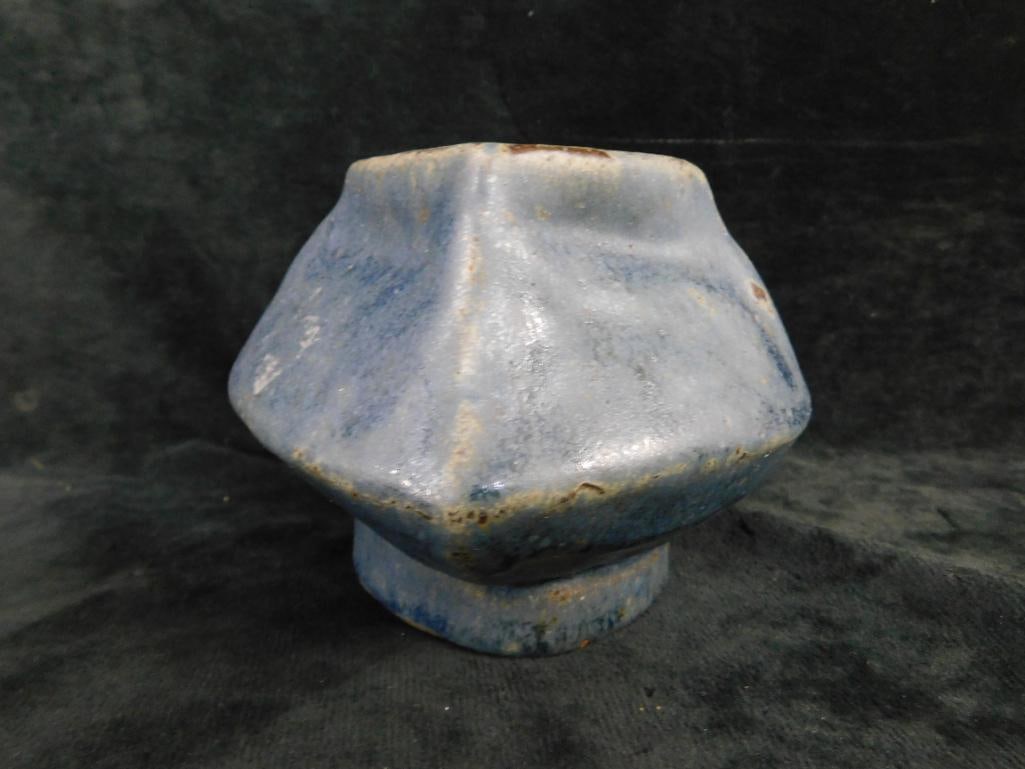 Southern Folk Art Pottery Flower Frog - Signed "Ma Cleveland" - 4" x 5" x 5" - 3