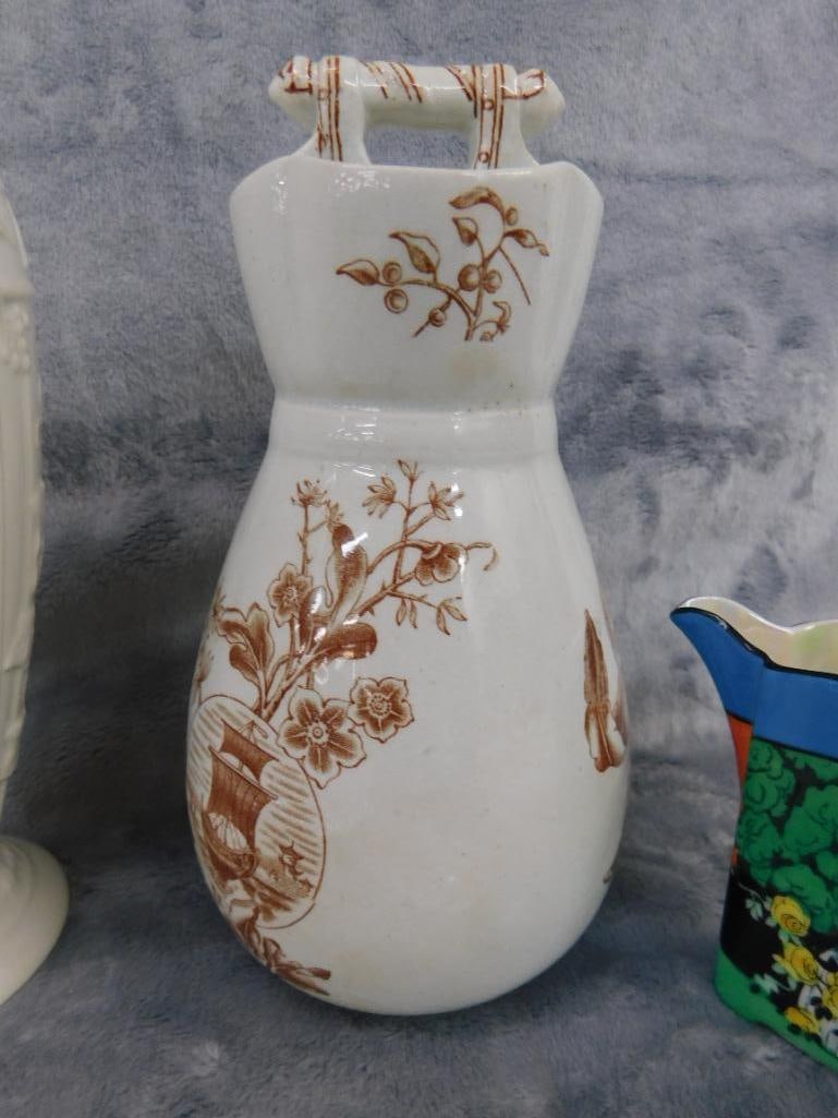 Box Lot - Wedgwood Vase - Argyle Vase - 2 Belleek Leaf Plates - Quimper Dish - 4