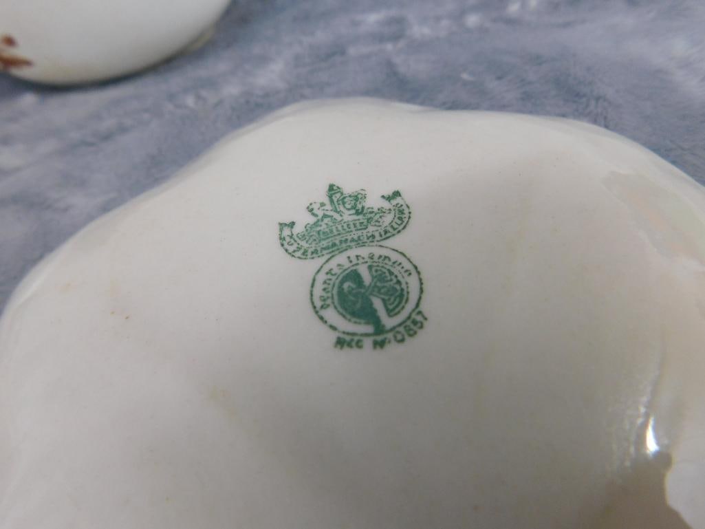 Box Lot - Wedgwood Vase - Argyle Vase - 2 Belleek Leaf Plates - Quimper Dish - 9