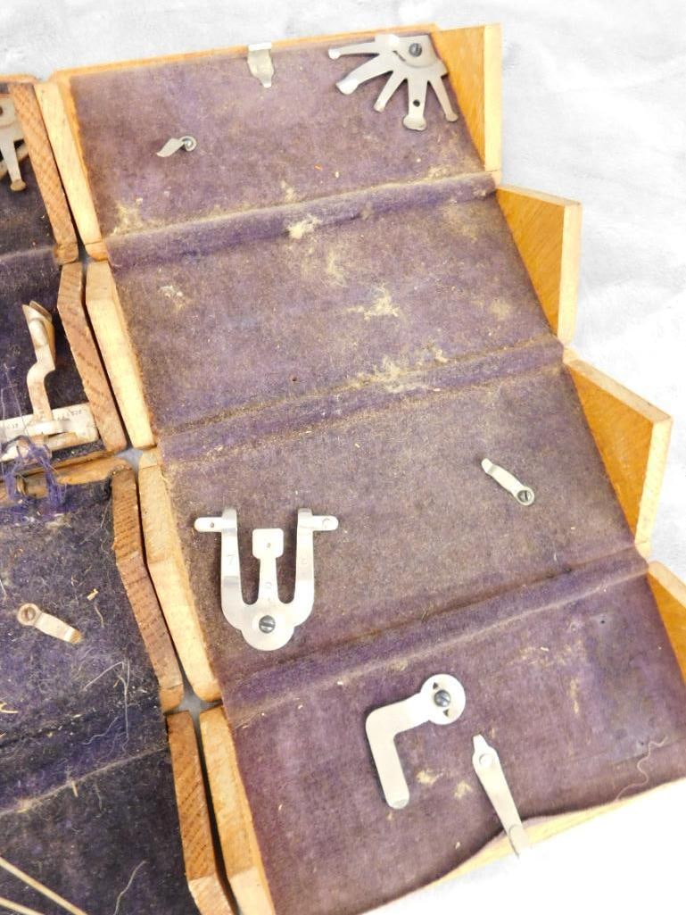 Group of 4 Multi Folding Sewing Parts Boxes - Bag of Machine Parts - Vintage Sewing Pad - 14